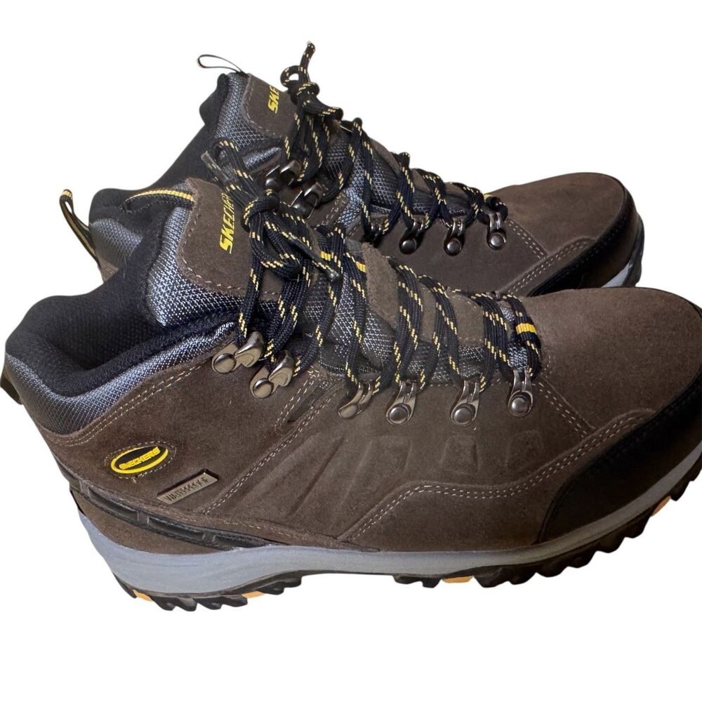 Skechers Mens Leather Boots Waterproof Memory Foam 7.5 Extra Wide bv - Picture 2 of 10